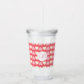 Valentijnsdag Schattig harten Monogram Acryl Drinkbeker (Voorkant)