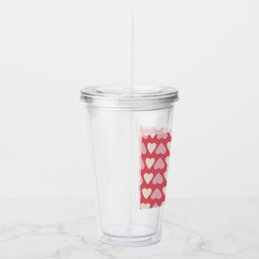 Valentijnsdag Schattig harten Monogram Acryl Drinkbeker (Rechts)