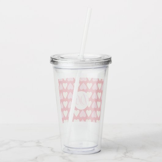 Valentijnsdag Schattig harten Monogram Acryl Drinkbeker (Achterkant)