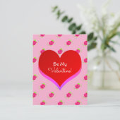 Valentijnsdag Schattig Heet Roze Roos Patroon Hart Feestdagenkaart (Staand voorkant)