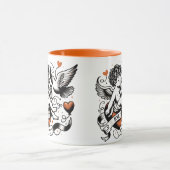 Valentijnsdag schattig oranje hart Cupido Mok (Midden)