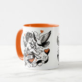 Valentijnsdag schattig oranje hart Cupido Mok (Voorkant links)