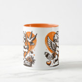 Valentijnsdag schattig oranje hart Cupido Mok (Midden)