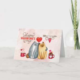Valentijnsdag Schattig Romantisch Kattenkoppel Kaart