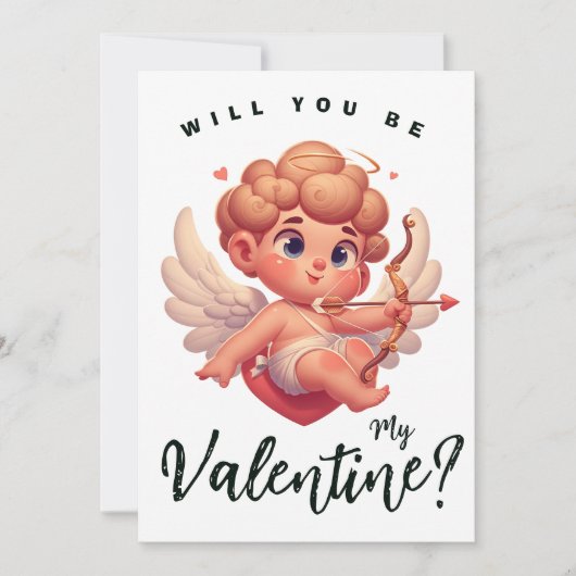 Valentijnsdag schattig roze cupido feestdagenkaart (Voorkant)