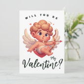 Valentijnsdag schattig roze cupido feestdagenkaart (Staand voorkant)