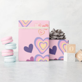 Valentijnsdag schattig roze en paars hart cadeaupapier