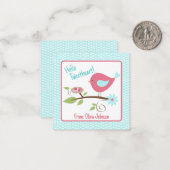 Valentijnsdag Schattig Vogeltje Hallo Liefste Twee Notitiekaartje (Voorkant / Achterkant in situ)