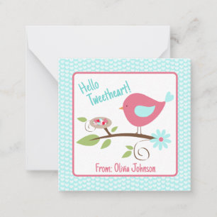 Valentijnsdag Schattig Vogeltje Hallo Tweetliefje Notitiekaartje