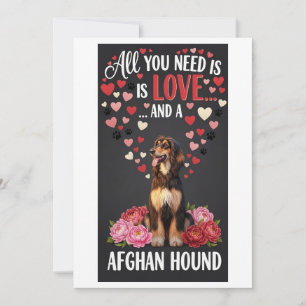 Valentijnsdag Schattige afghan hound Foto Knuffel Feestdagenkaart