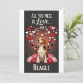 Valentijnsdag Schattige beagle Foto Knuffel  Feestdagenkaart (Staand voorkant)