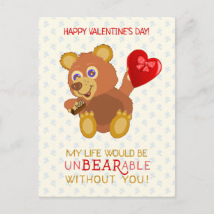 Valentijnsdag Schattige Beer ondraaglijke woordgra Briefkaart