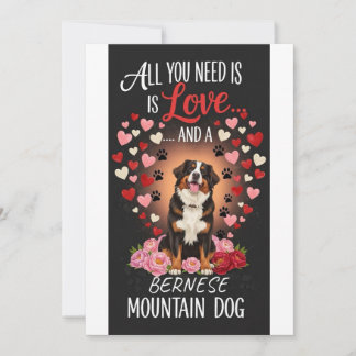 Valentijnsdag schattige bernese berghond Foto Feestdagenkaart