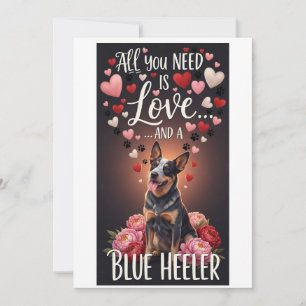 Valentijnsdag Schattige blue heeler Foto Knuffel  Feestdagenkaart