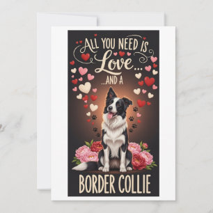 Valentijnsdag Schattige border collie Foto Knuffe Feestdagenkaart