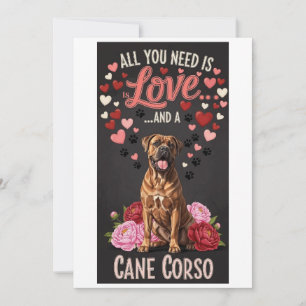 Valentijnsdag schattige cane corso hond Foto Feestdagenkaart