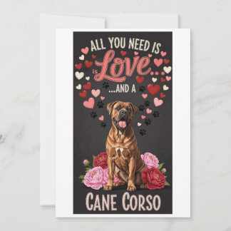 Valentijnsdag schattige cane corso hond Foto Feestdagenkaart