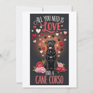 Valentijnsdag schattige cane corso hond Foto Feestdagenkaart
