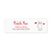 Valentijnsdag Schattige Cat Cartoon Retouradres Etiket (Voorkant)