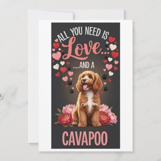 Valentijnsdag Schattige cavapoo Foto Knuffel  Feestdagenkaart (Voorkant)