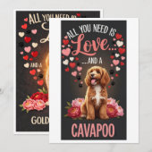 Valentijnsdag Schattige cavapoo Foto Knuffel  Feestdagenkaart (Voorkant / Achterkant)
