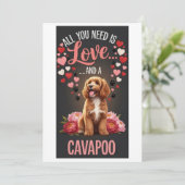 Valentijnsdag Schattige cavapoo Foto Knuffel  Feestdagenkaart (Staand voorkant)