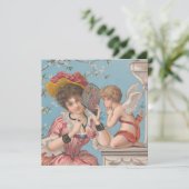  Valentijnsdag schattige cherub liefde Feestdagenkaart (Staand voorkant)