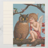  Valentijnsdag schattige cherub uil Feestdagenkaart (Voorkant / Achterkant)