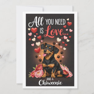 Valentijnsdag schattige chiweenie hond Foto Feestdagenkaart