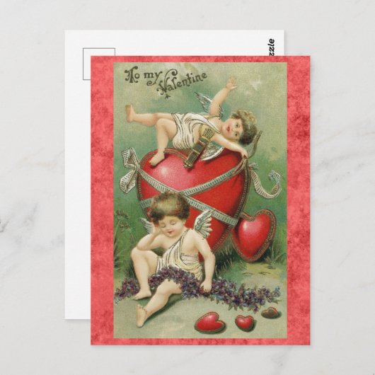 Valentijnsdag Schattige  Cupido Angel Hart Briefkaart (Voorkant / Achterkant)