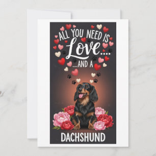 Valentijnsdag Schattige dachshund Foto Knuffelen  Feestdagenkaart