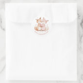 Valentijnsdag Schattige Fox Paar Custom Initialen Ronde Sticker (Tas)