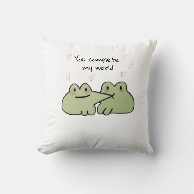 Valentijnsdag Schattige Frog Love Paar Sierkussen (Voorkant)