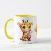 Valentijnsdag Schattige Giraffe Love Boba Mok (Links)