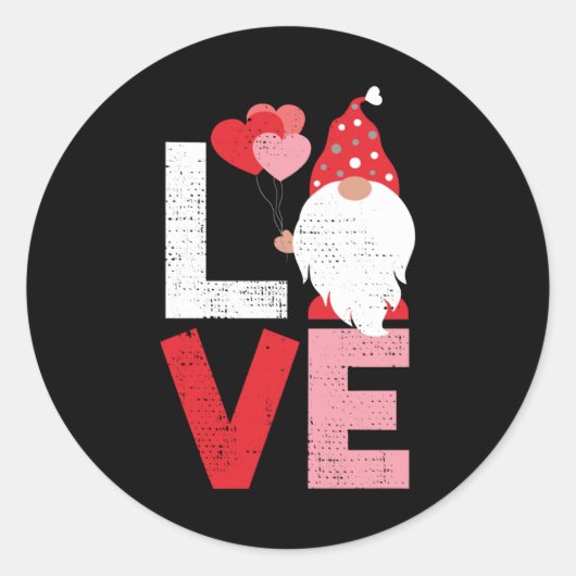 Valentijnsdag Schattige Gnome Liefde Mannen Vrouwe Ronde Sticker (Voorkant)
