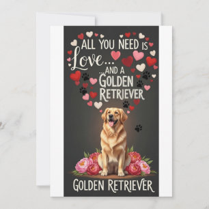 Valentijnsdag Schattige gouden retriever Foto Feestdagenkaart
