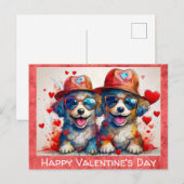 Valentijnsdag Schattige Grappig Cartoon Hondenhart Briefkaart (Voorkant / Achterkant)