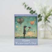 Valentijnsdag Schattige grillig paar Briefkaart (Staand voorkant)