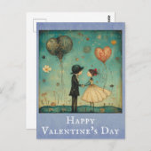 Valentijnsdag Schattige grillig paar Briefkaart (Voorkant / Achterkant)