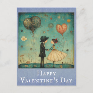 Valentijnsdag Schattige grillig paar Briefkaart