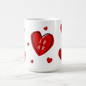 Valentijnsdag Schattige Harten Custom Couple's Wit Koffiemok (Center)