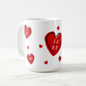 Valentijnsdag Schattige Harten Custom Couple's Wit Koffiemok (Voorkant links)
