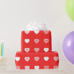 Valentijnsdag Schattige Harten rood patroon Cadeaupapier