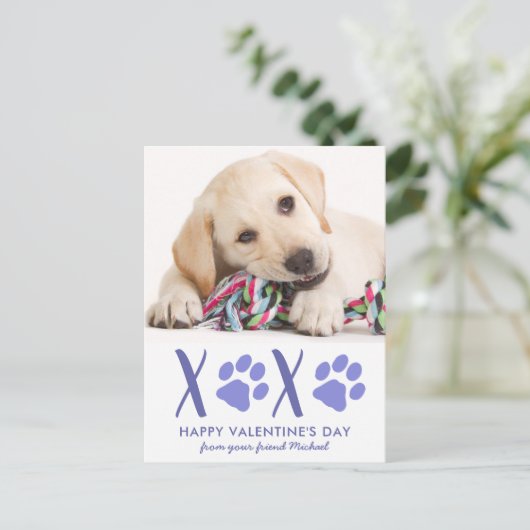 Valentijnsdag Schattige Hondenhuisdier Foto Vakant Feestdagenkaart (Staand voorkant)