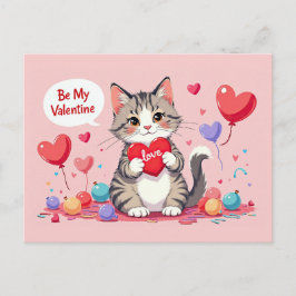 Valentijnsdag Schattige Kat Harten Wees Mijn Valen Briefkaart