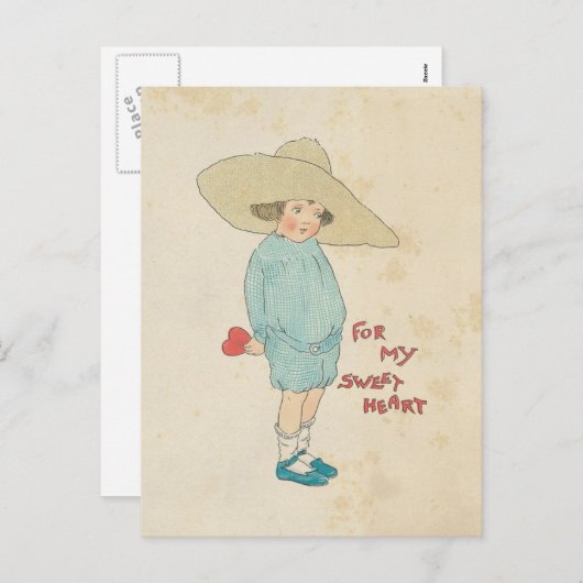  Valentijnsdag Schattige Kind Hart Liefje Feestdagenkaart (Voorkant / Achterkant)