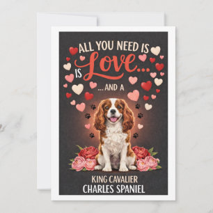 Valentijnsdag schattige king cavalier charles span feestdagenkaart