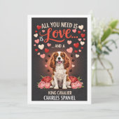 Valentijnsdag schattige king cavalier charles span feestdagenkaart (Staand voorkant)