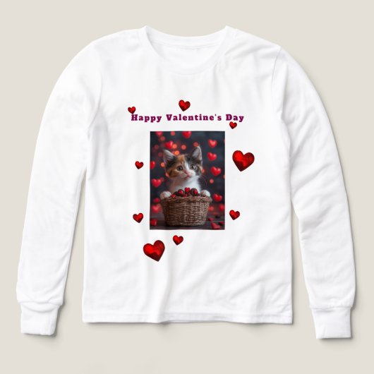 Valentijnsdag Schattige Lapjeskat Rood Hartjes Sno (Voorkant)