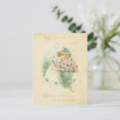  Valentijnsdag Schattige Meisje Roze Rozen Liefde Feestdagenkaart (Staand voorkant)